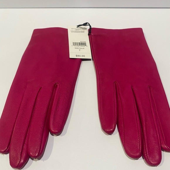 NWT Lord & Taylor Leather Gloves Hot Pink Size 7 - Picture 2 of 3